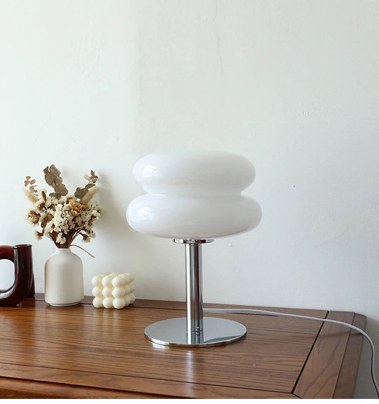 Macaron Glass Table Lamp – Trichromatic Dimming, E27 Bulb, Bedroom & Living Room Decor