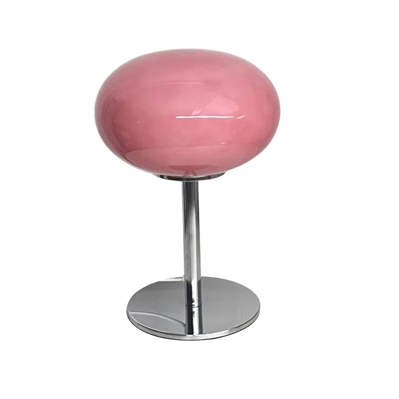 Macaron Glass Table Lamp – Trichromatic Dimming, E27 Bulb, Bedroom & Living Room Decor