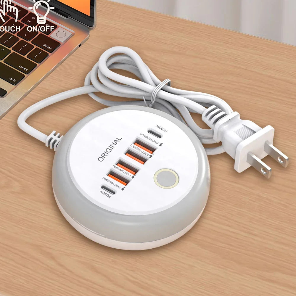 50W Multi-Port USB-C Charging Hub – Fast Charge 6 Devices Simultaneously