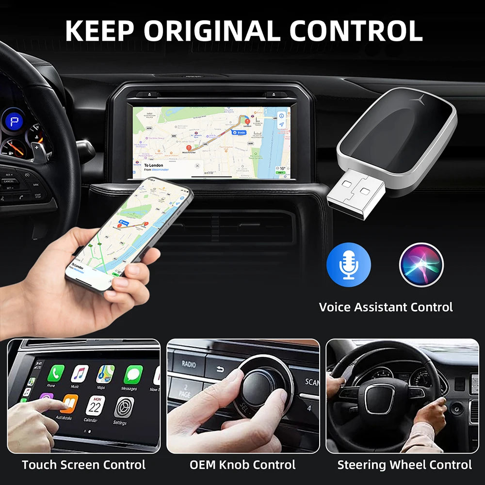 Wireless Carplay Adapter Android Auto Wireless Smart Dongle 2in1 For Volvo Benz Audi Kia Hyundai VW Mazda Cadillac MG Peugeot