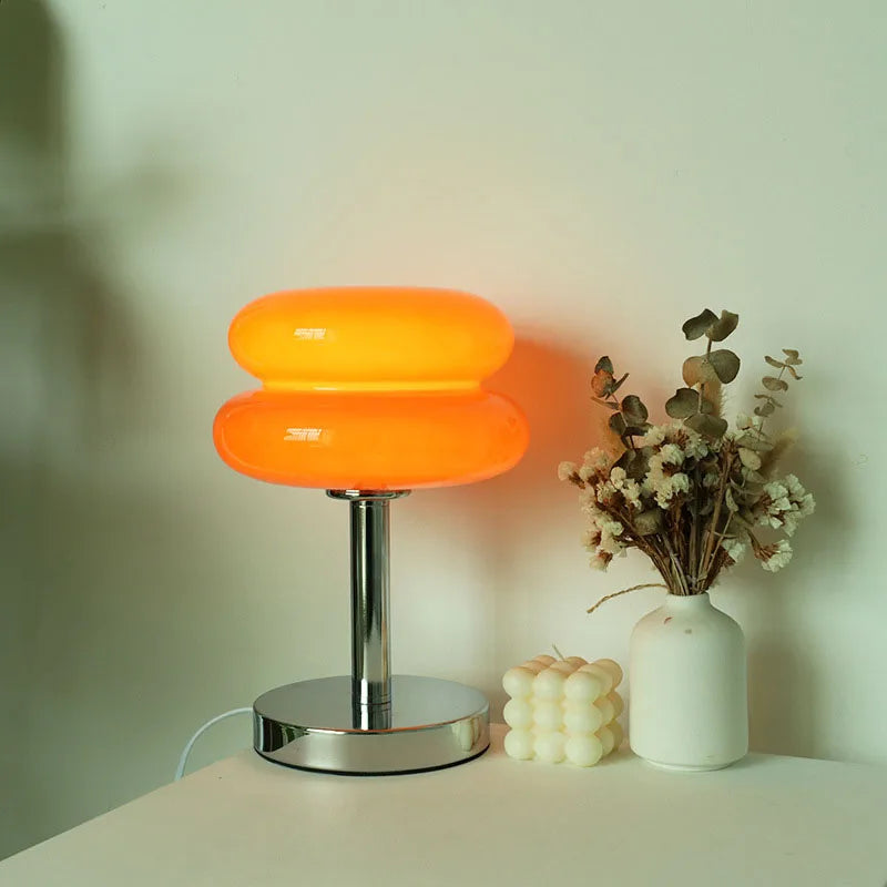 Macaron Glass Table Lamp – Trichromatic Dimming, E27 Bulb, Bedroom & Living Room Decor
