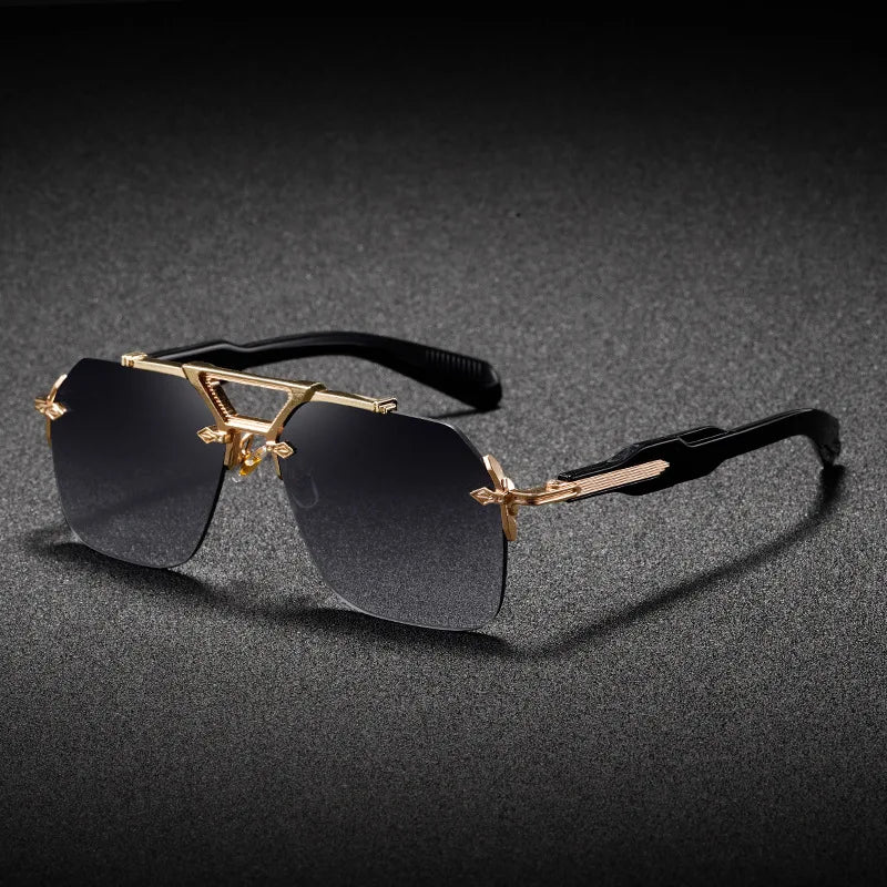 Square Rimless Sunglasses – UV400, Metal Frame, Oversized