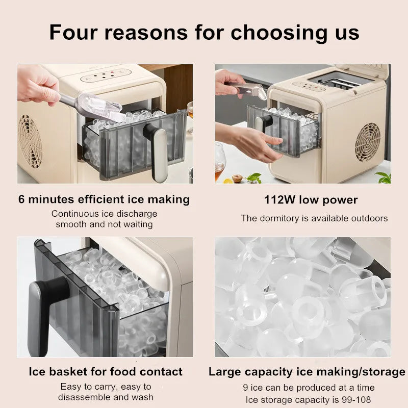 15KG/Day Portable Ice Maker Machine - Mini Countertop for Home/Dorm/Office, Auto Shut-Off, Perfect for Coffee/Tea Shop (White)