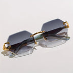 Retro Rimless Sunglasses – Gradient Mirror Lens, Metal Frame, Unisex