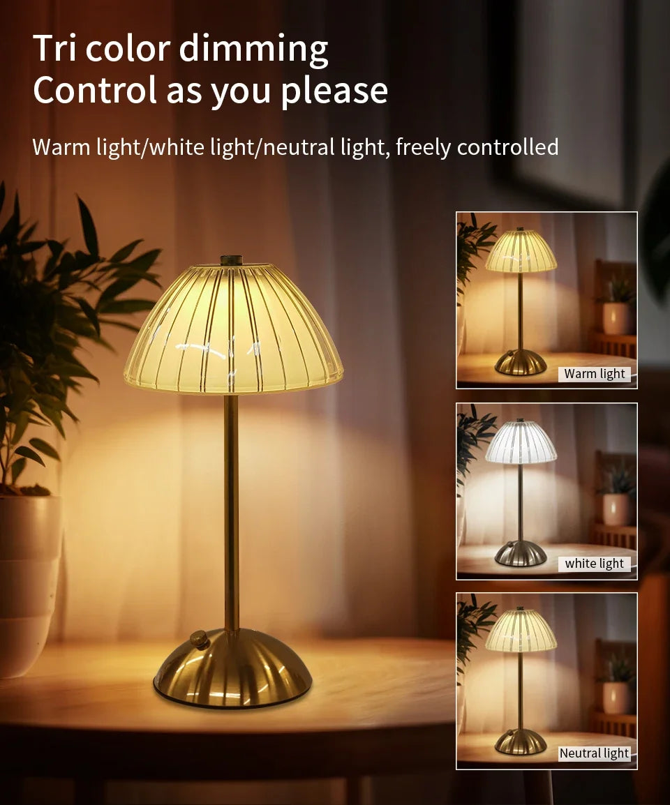 LED Touch Sensor Table Lamp – Dimmable, Rechargeable Wireless Night Light for Bedroom & Bar