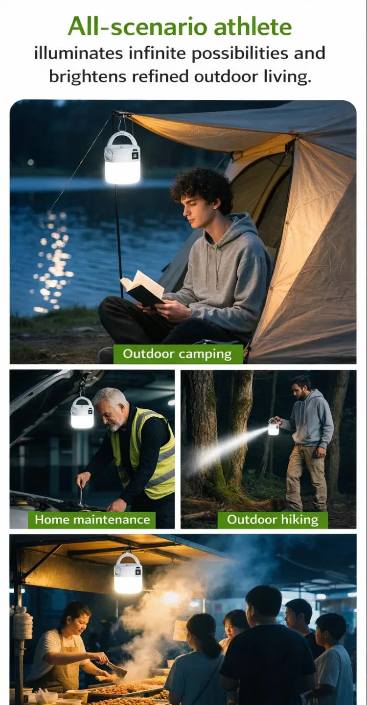 Solar Camping Lantern – USB Rechargeable, Waterproof, Portable