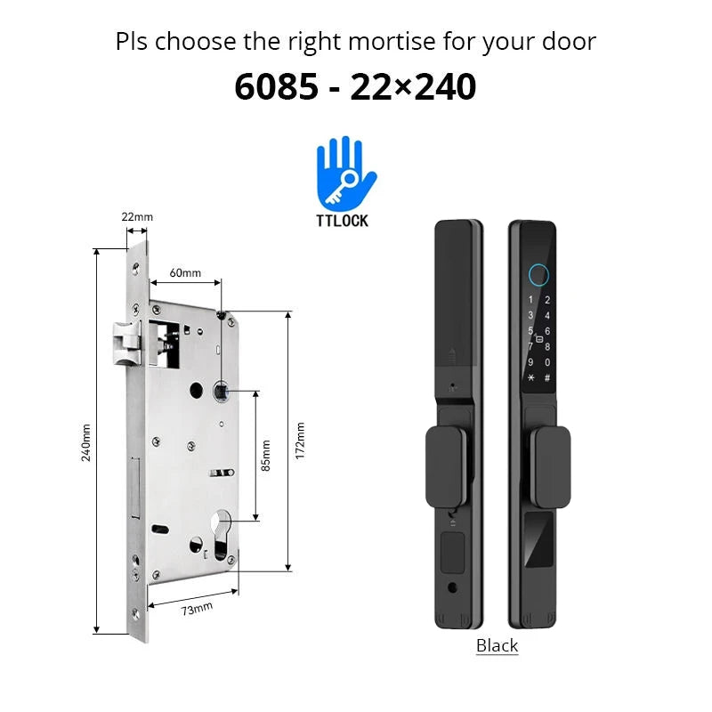 Smart Waterproof Sliding Door Lock with Bluetooth App Control