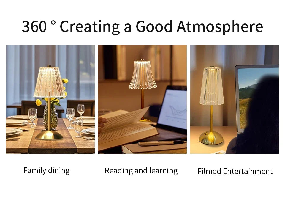 LED Touch Sensor Table Lamp – Dimmable, Rechargeable Wireless Night Light for Bedroom & Bar