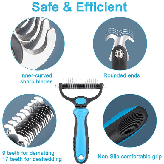 Undercoat rake being used on dog