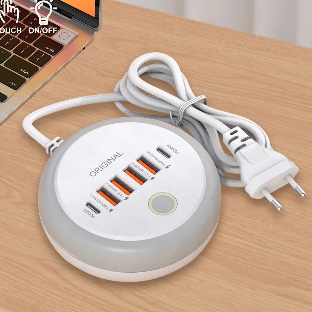 50W Multi-Port USB-C Charging Hub – Fast Charge 6 Devices Simultaneously
