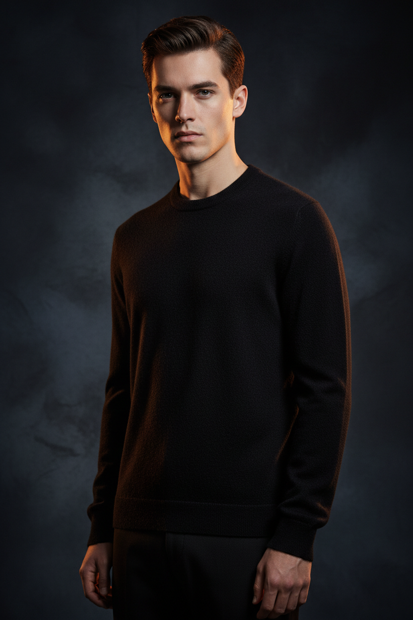 Black cashmere model