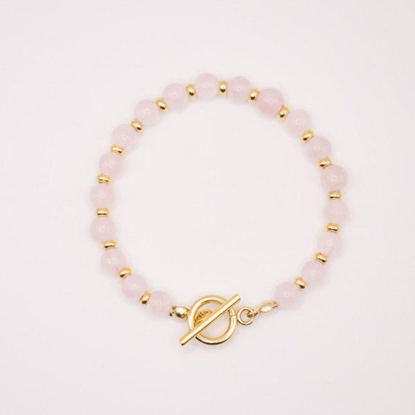 CIRCÉ Rose Quartz Bracelet – 18K Gold-Plated Stainless Steel