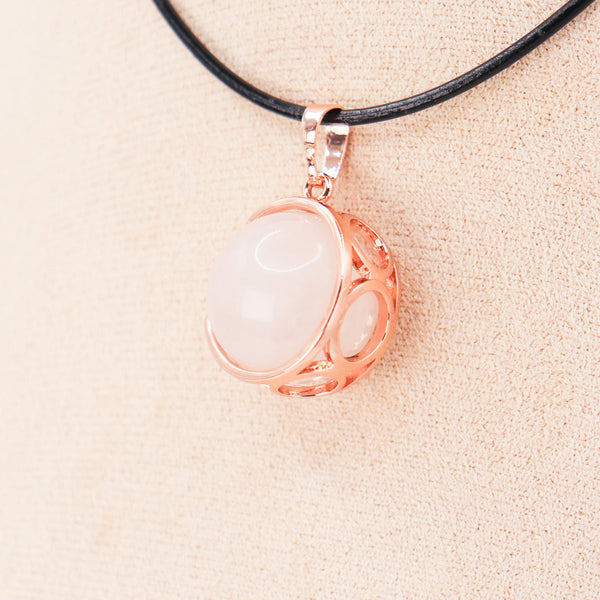 Rose Quartz Moon Sphere Pendant