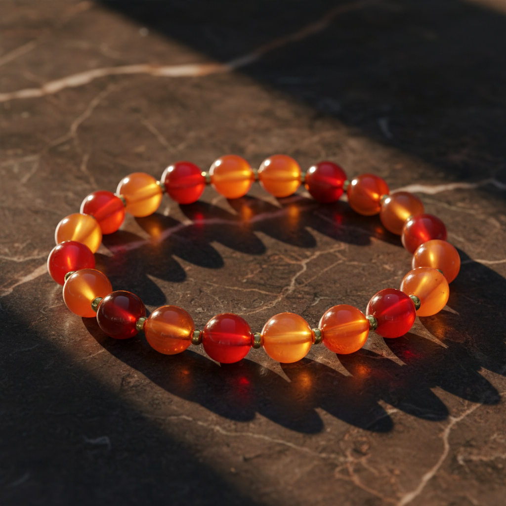 Carnelian stone bracelet 8mm beads front view