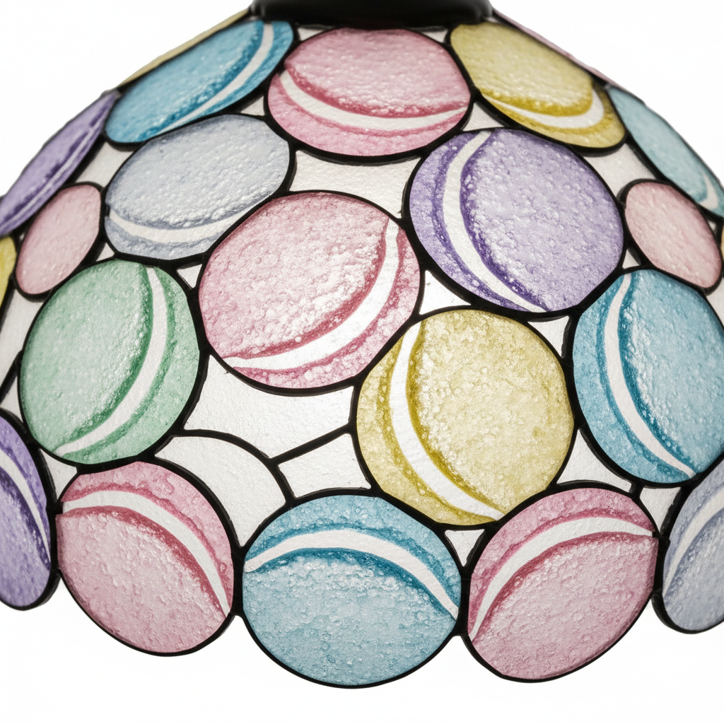 Macaron Stained Glass Table Lamp – Handmade, E27 Bulb, Trichromatic Dimming, Bedroom Decor