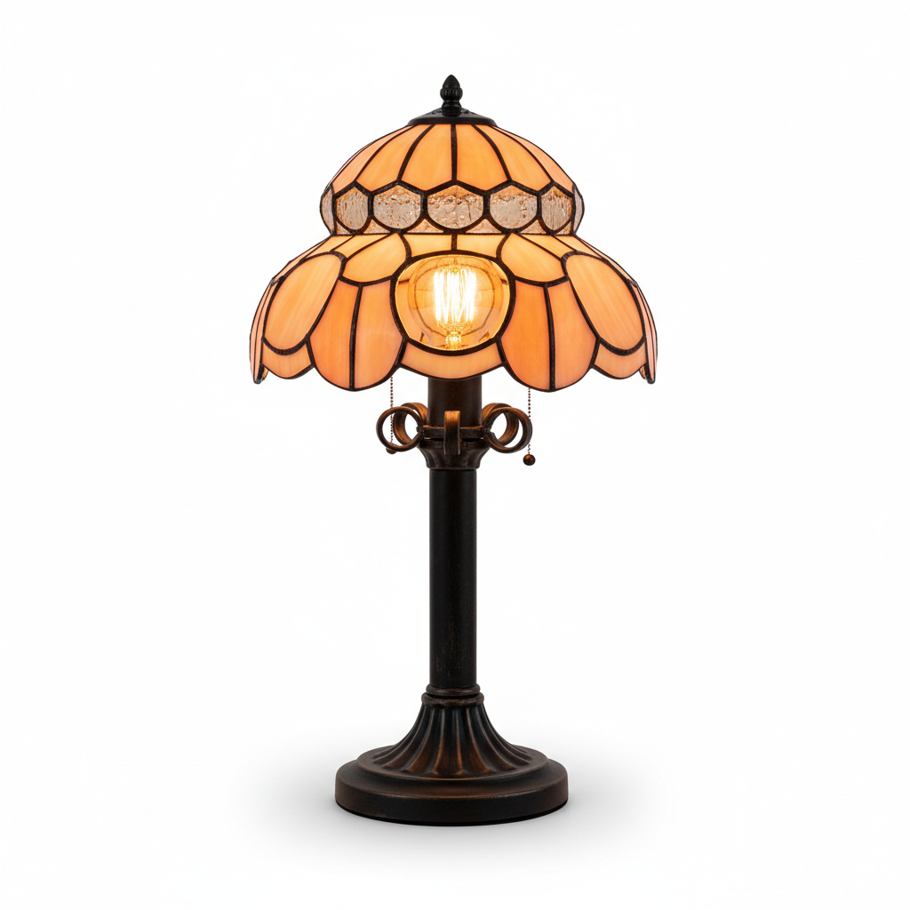 Macaron Stained Glass Table Lamp – Handmade, E27 Bulb, Trichromatic Dimming, Bedroom Decor