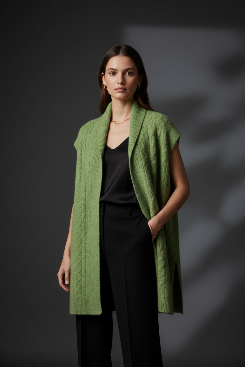 Green gilet model
