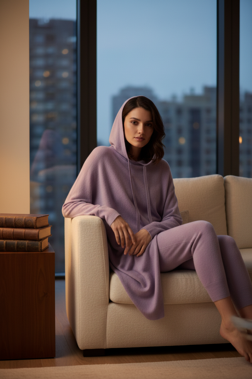 Lilac hoodie model