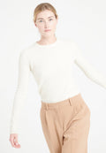 Pull col rond femme en cachemire blanc écru - LILLY 16-0