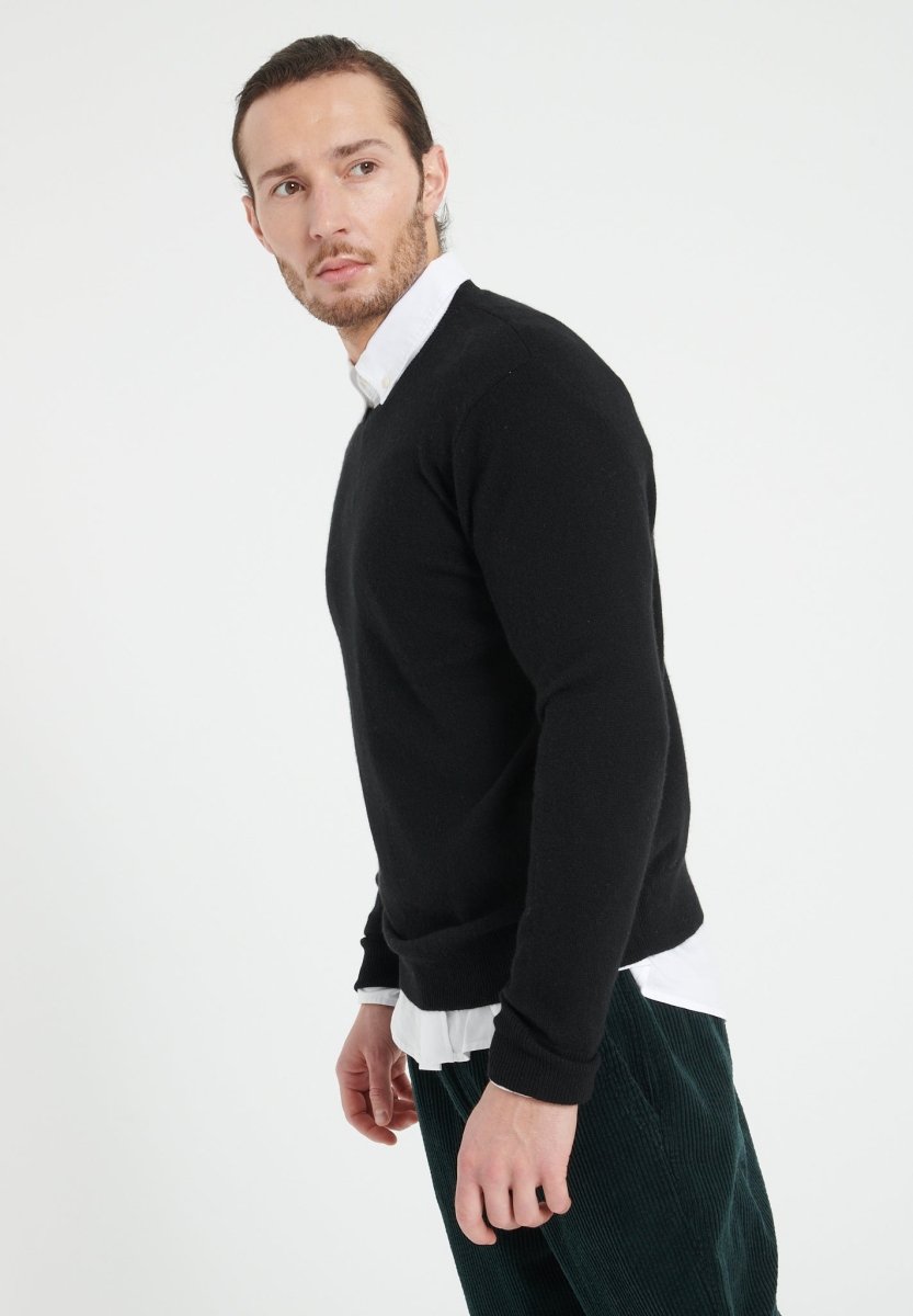 Pull col rond homme en cachemire noir - LUKE 2-3