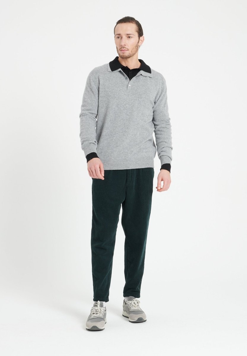 Polo manches longues homme en cachemire gris clair - LUKE 5-1