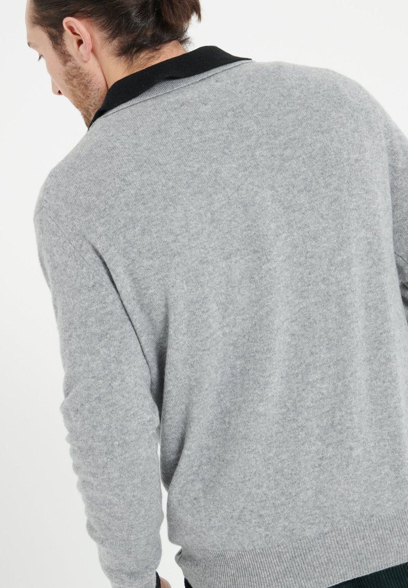 Polo manches longues homme en cachemire gris clair - LUKE 5-4