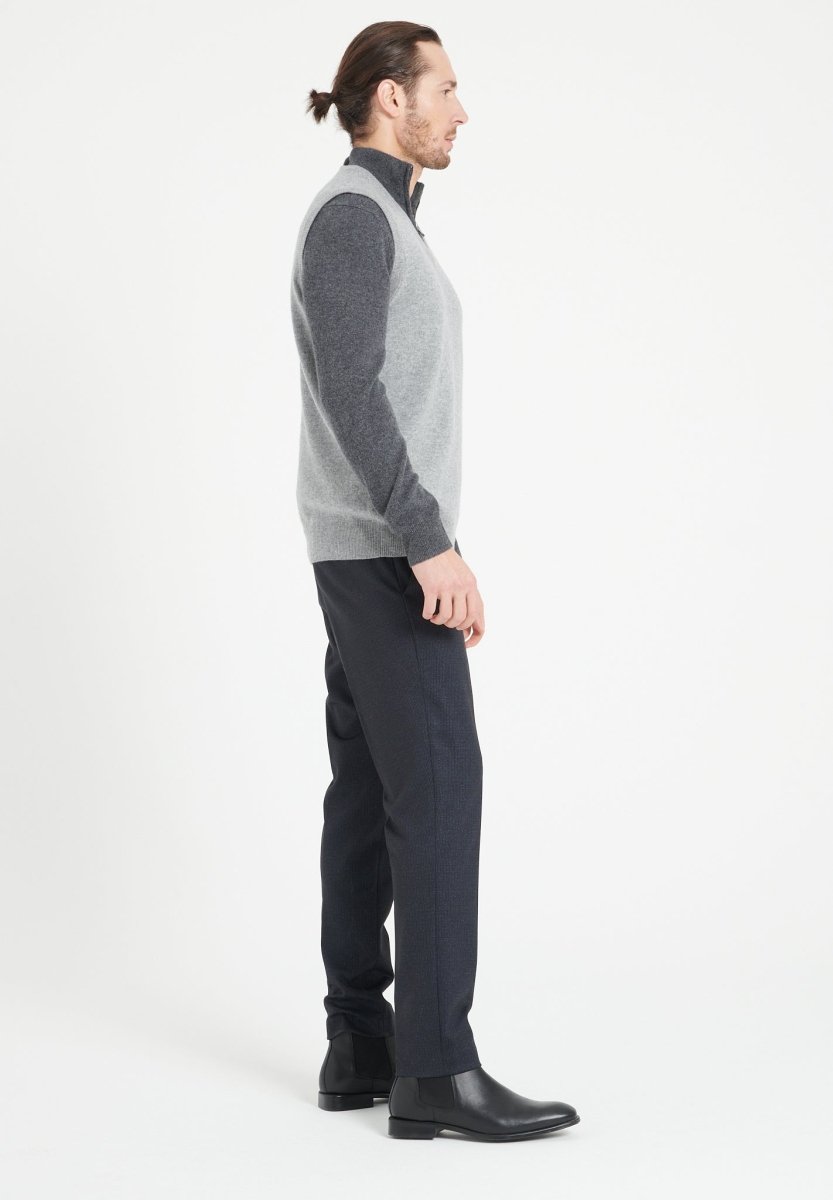 Gilet col V sans manches homme en cachemire gris clair - LUKE 9-3