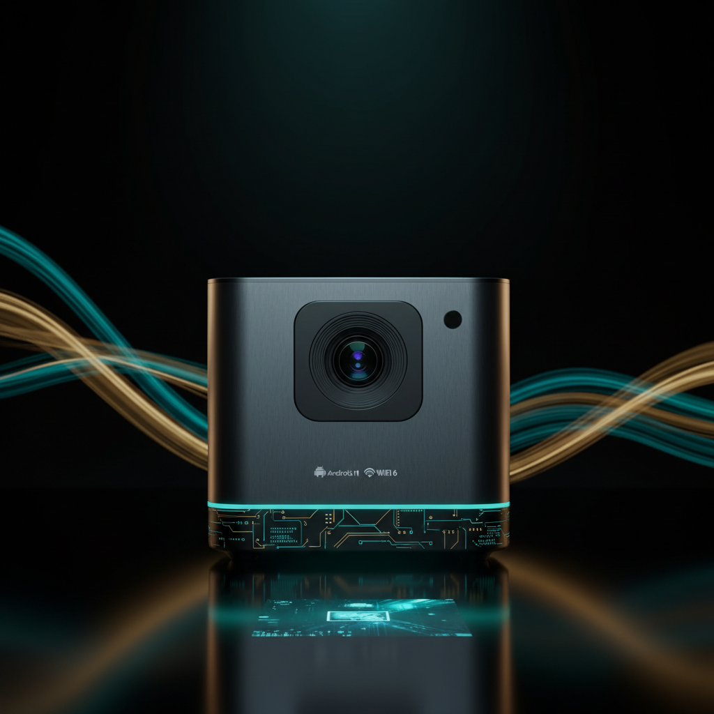 Mini Projector Front - Teal & Gold