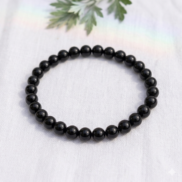 Natural Black Obsidian Beaded Bracelet
