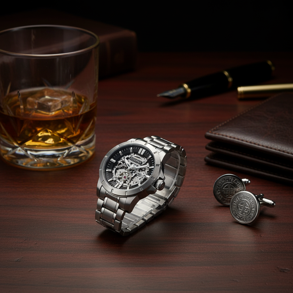 RUIMAS Men’s Automatic Watch – Stainless Steel, 5ATM Waterproof.