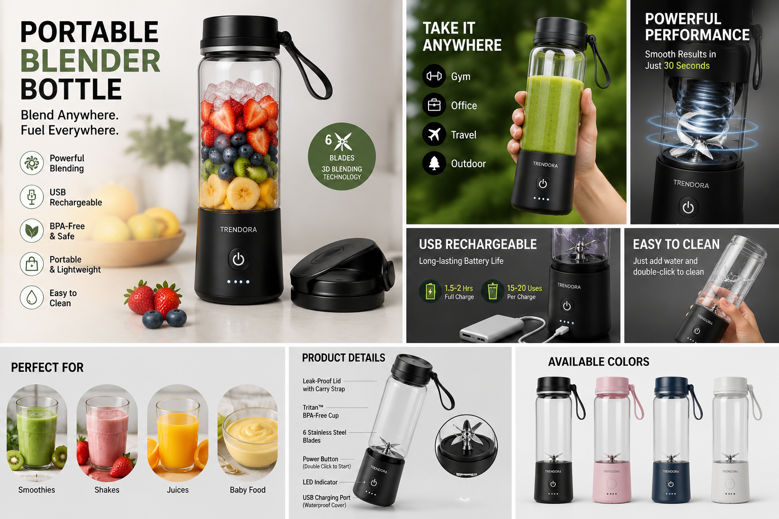 Portable Blender Bottle