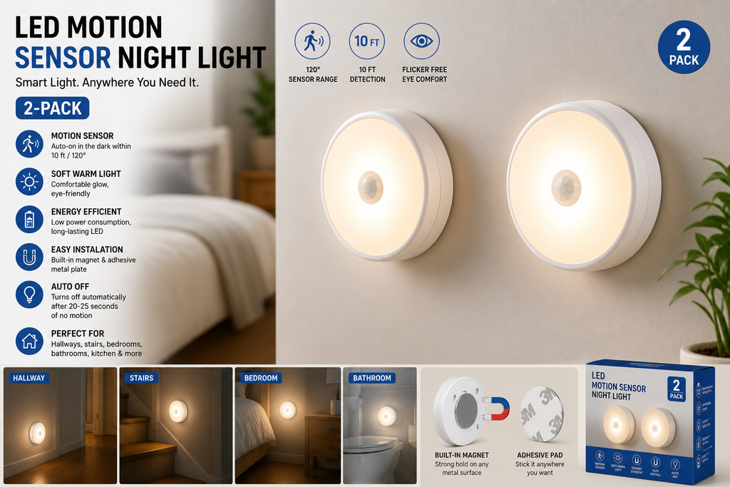 LED Motion Sensor Night Light (2-Pack)