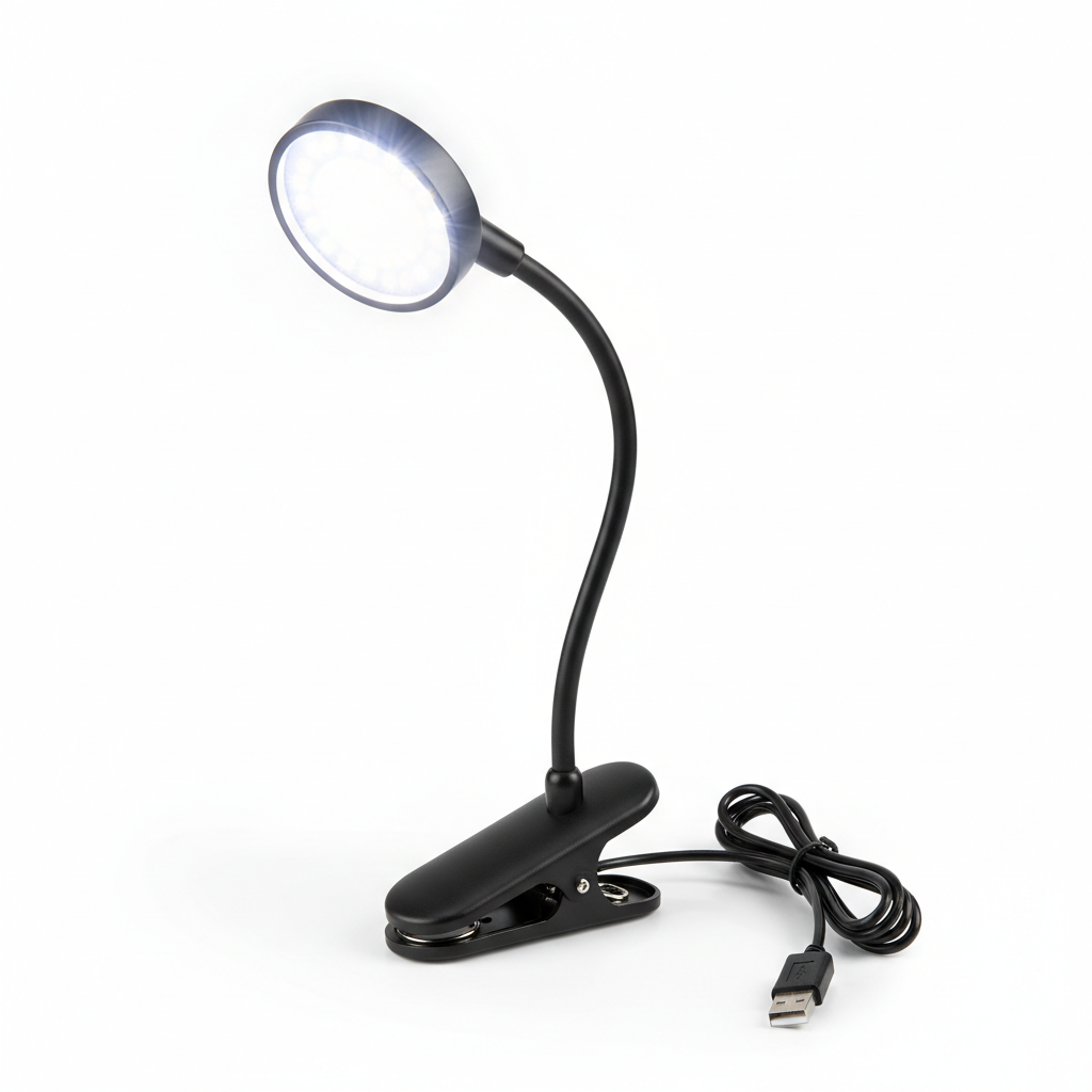 Flexible USB Clip LED Lamp – 360° Gooseneck, Eye-Friendly Reading Light for Desk & Bedside