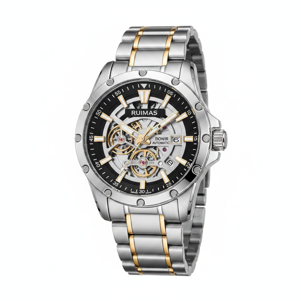 RUIMAS Men’s Automatic Watch – Stainless Steel, 5ATM Waterproof.